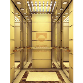 Pintado modelando a decoração clara acrílica do projeto inoxidável da cabine do elevador do ouro