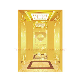 Linha fina Titanium do ouro da decoração da cabine do elevador do assoalho do PVC de aço inoxidável